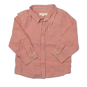 Sezane Boys Rust Check Button Down Long Sleeve size: 18 Months